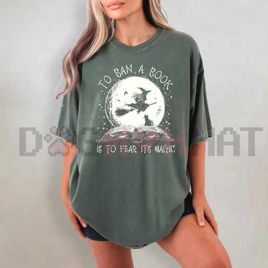 Comfort Colors® Spooky Bookworm Witch T-Shirt - Halloween Library & Reader Gift Tee