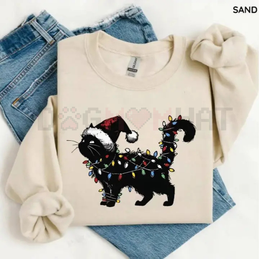 Cute Cat Christmas Sweatshirt – Retro Winter Vibes Gildan Crewneck | Cat Mom Gift
