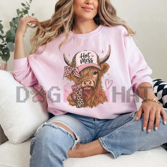 Misty Mountain Coo Chaos Graphic Tee - Cute Highland Cow Hot Mess Country Western Cotton Top