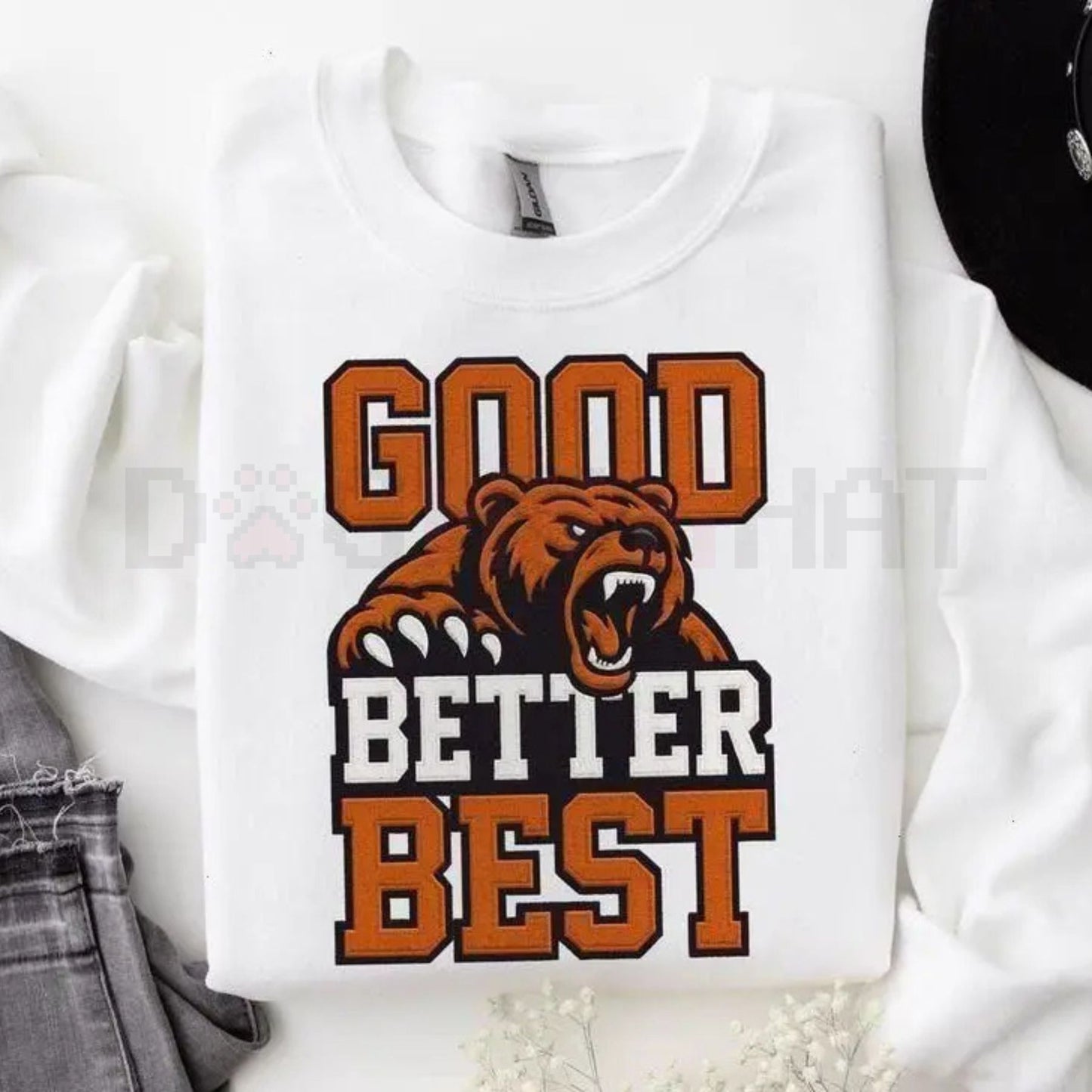 Good Better Best Print Sweatshirt: Bear Football Fans Vintage Pullover, Retro Mascot Game Day Crewneck, Unisex Sportswear Gift