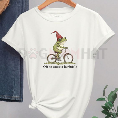 Funny Frog T-Shirt: "Off to Cause a Kerfuffle" – Unisex Slogan Tee