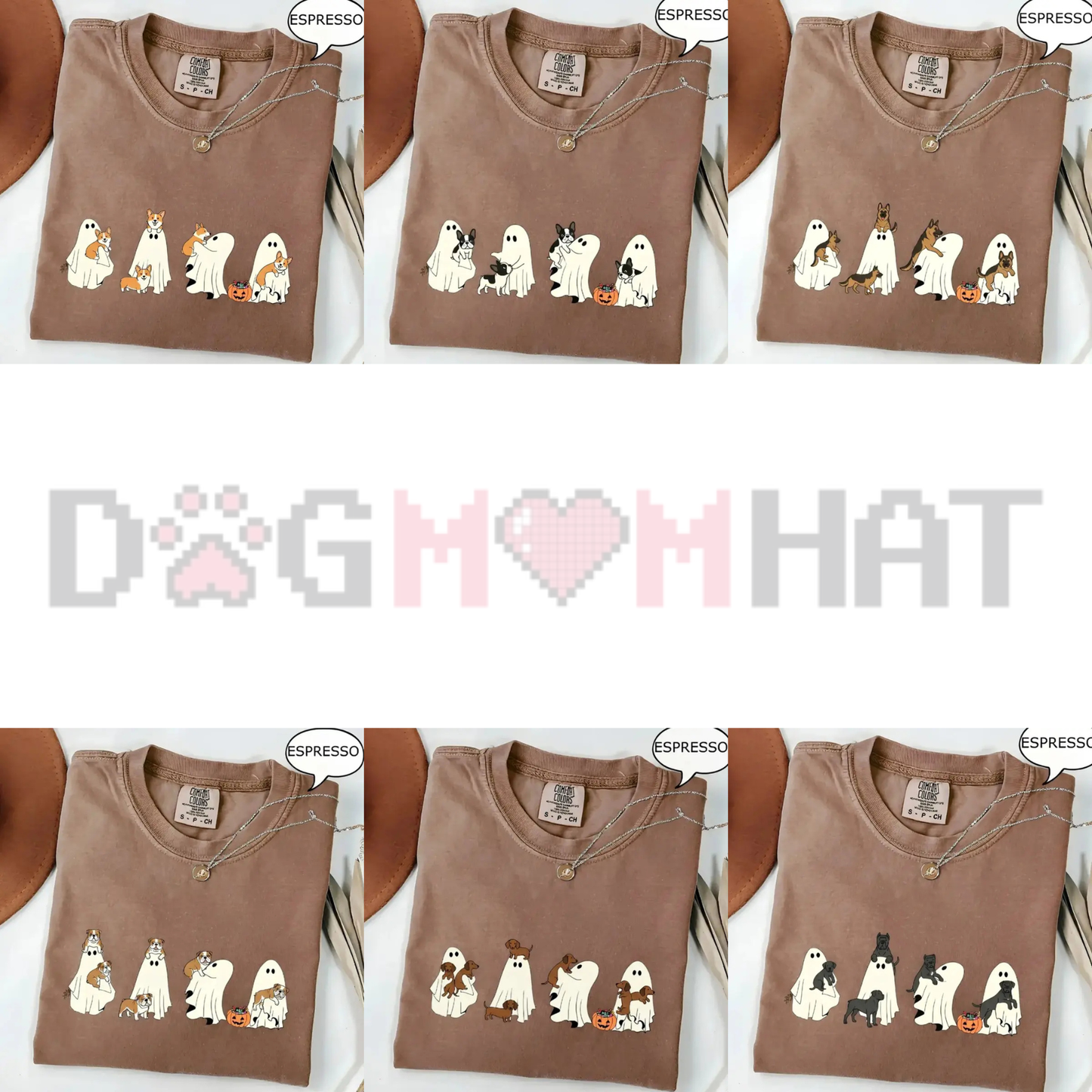 Spooky Boba Pup Custom Graphic Tee - Personalized Dog Breed Ghost Tea Comfort Colors Halloween Shirt