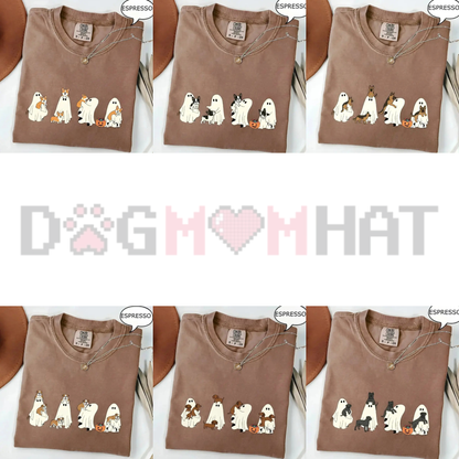 Spooky Boba Pup Custom Graphic Tee - Personalized Dog Breed Ghost Tea Comfort Colors Halloween Shirt