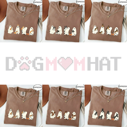 Spooky Boba Pup Custom Graphic Tee - Personalized Dog Breed Ghost Tea Comfort Colors Halloween Shirt
