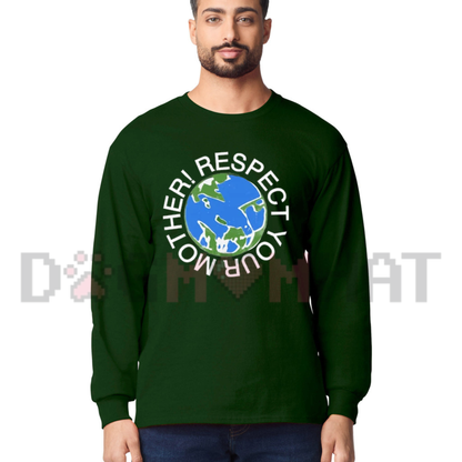 "Respect Your Mother" Vintage Earth Day Graphic Long Sleeve Shirt