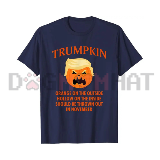 Trumpkin Halloween Sarcastic Graphic Tee - Funny Political Pumpkin Soft Cotton Unisex Fall Humor T-Shirt