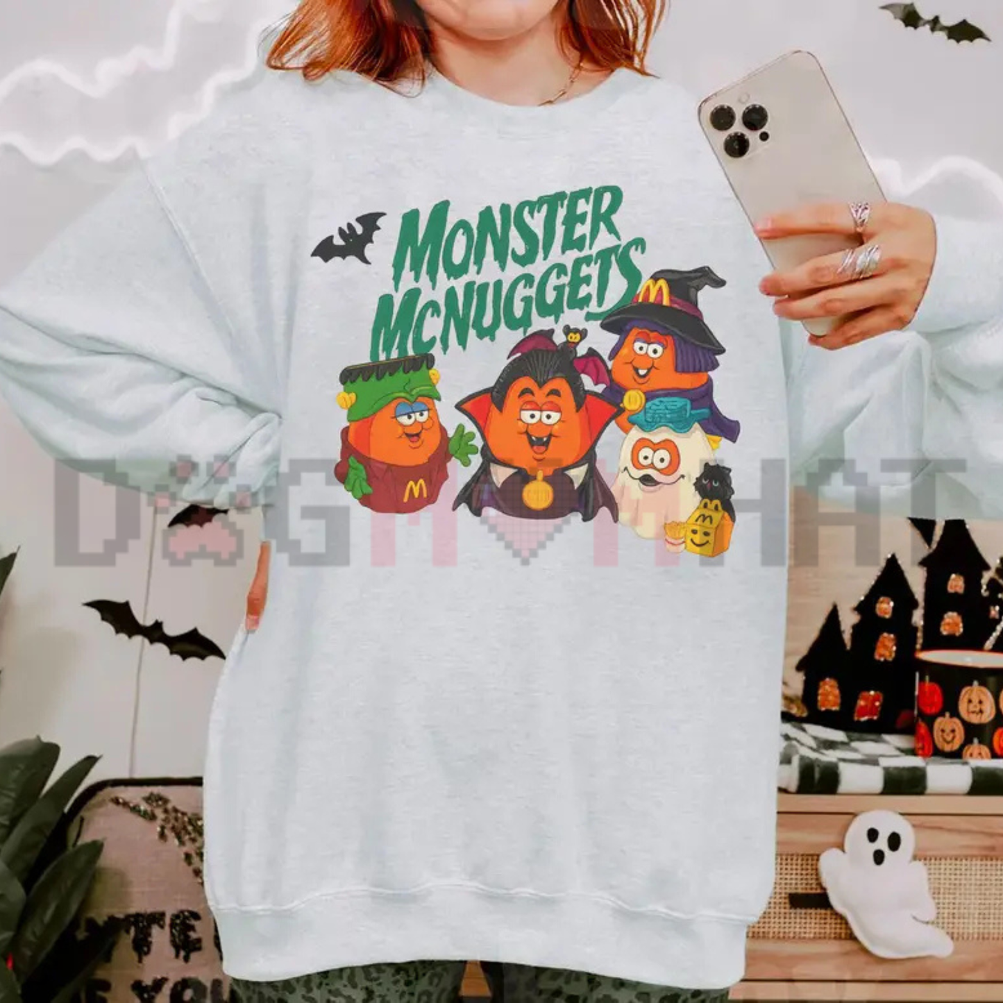 90s Retro Monster Nuggets Graphic Sweatshirt - Vintage Halloween Summerween Soft Cotton Unisex Pullover