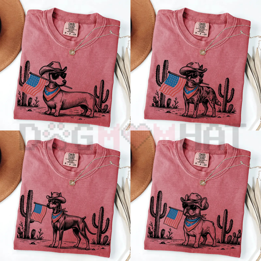 Patriotic Dog Shirt – 50+ Dog Breeds Western Cowboy Tee