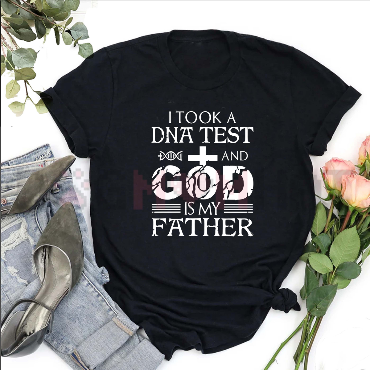 Men's Oversized Cotton Round Neck "God Is My Father" Christian Graphic T-Shirt