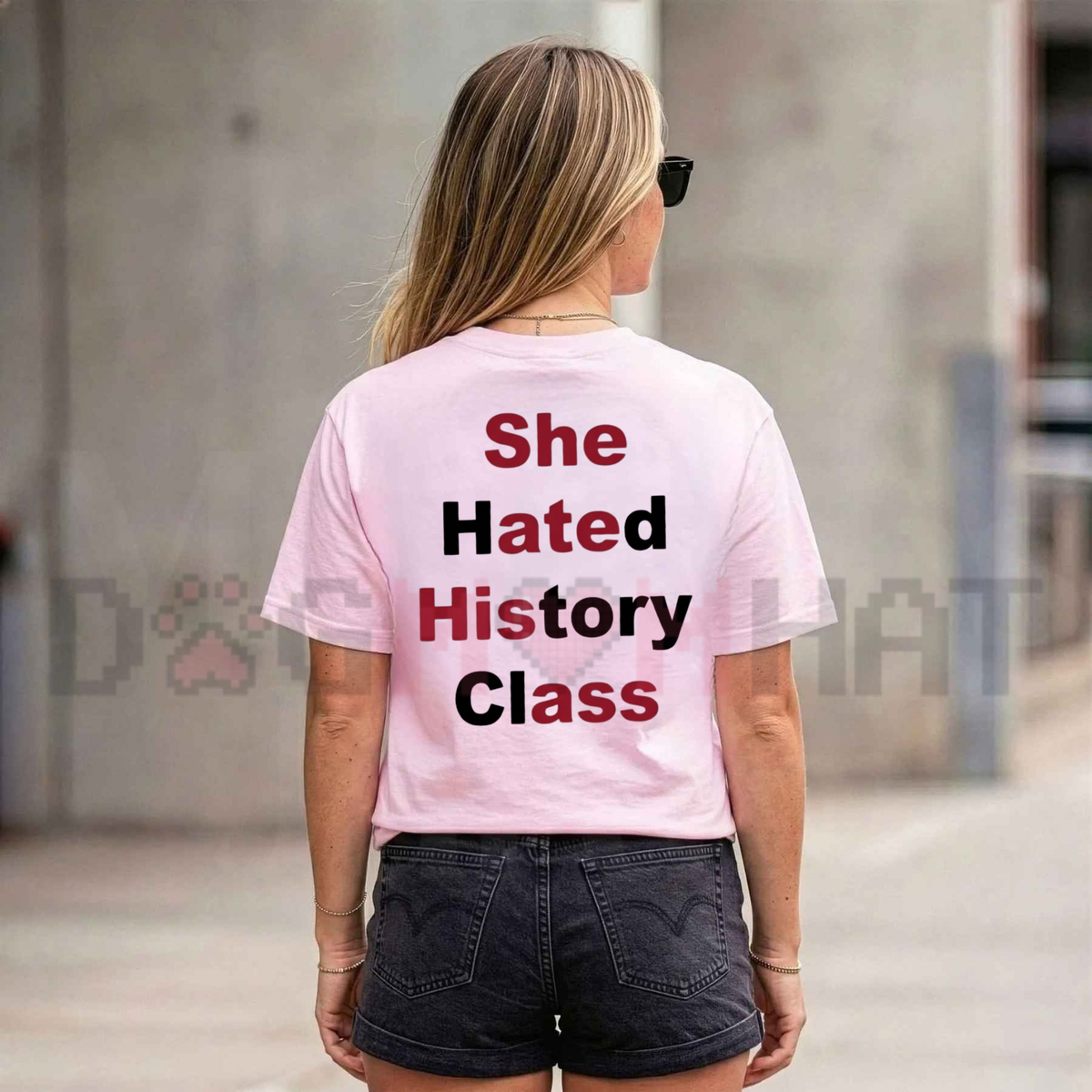 She Hated History Class Hidden Message Funny Sarcastic Optical Illusion Graphic Tee