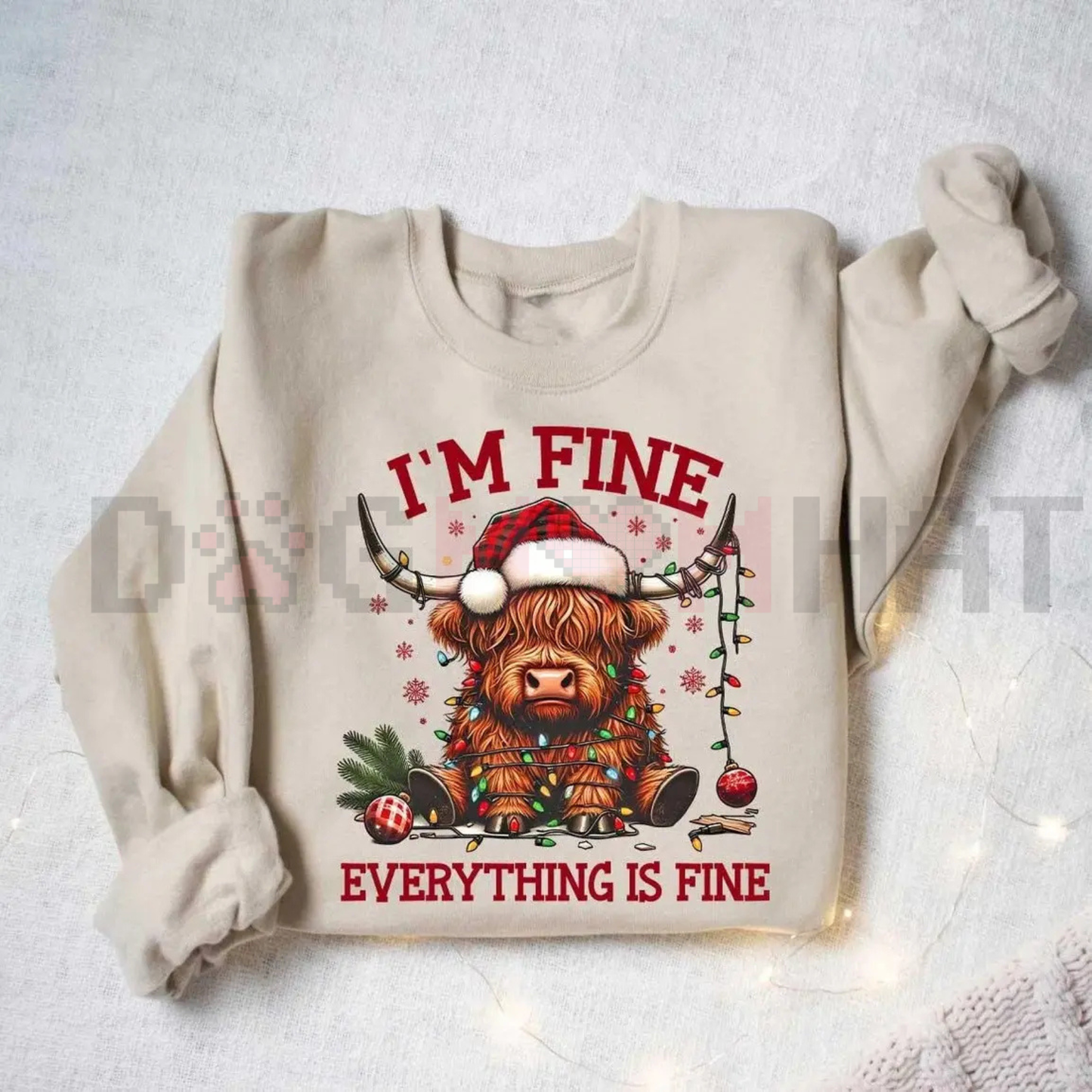 Christmas Lights Cow Sweatshirt