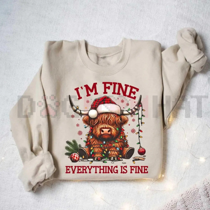 Christmas Lights Cow Sweatshirt