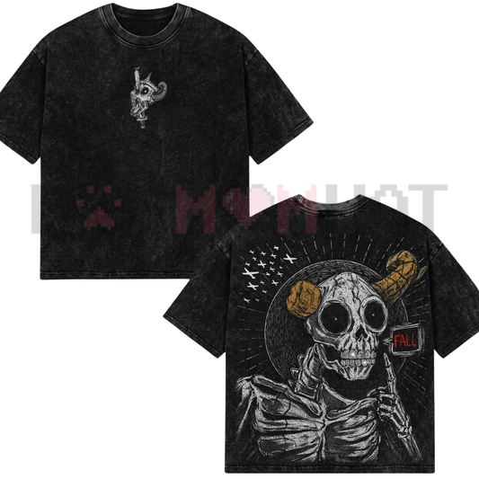 Dark Fantasy Lich Graphic Tee - Vintage Washed Double-Print Adventure Time Shirt