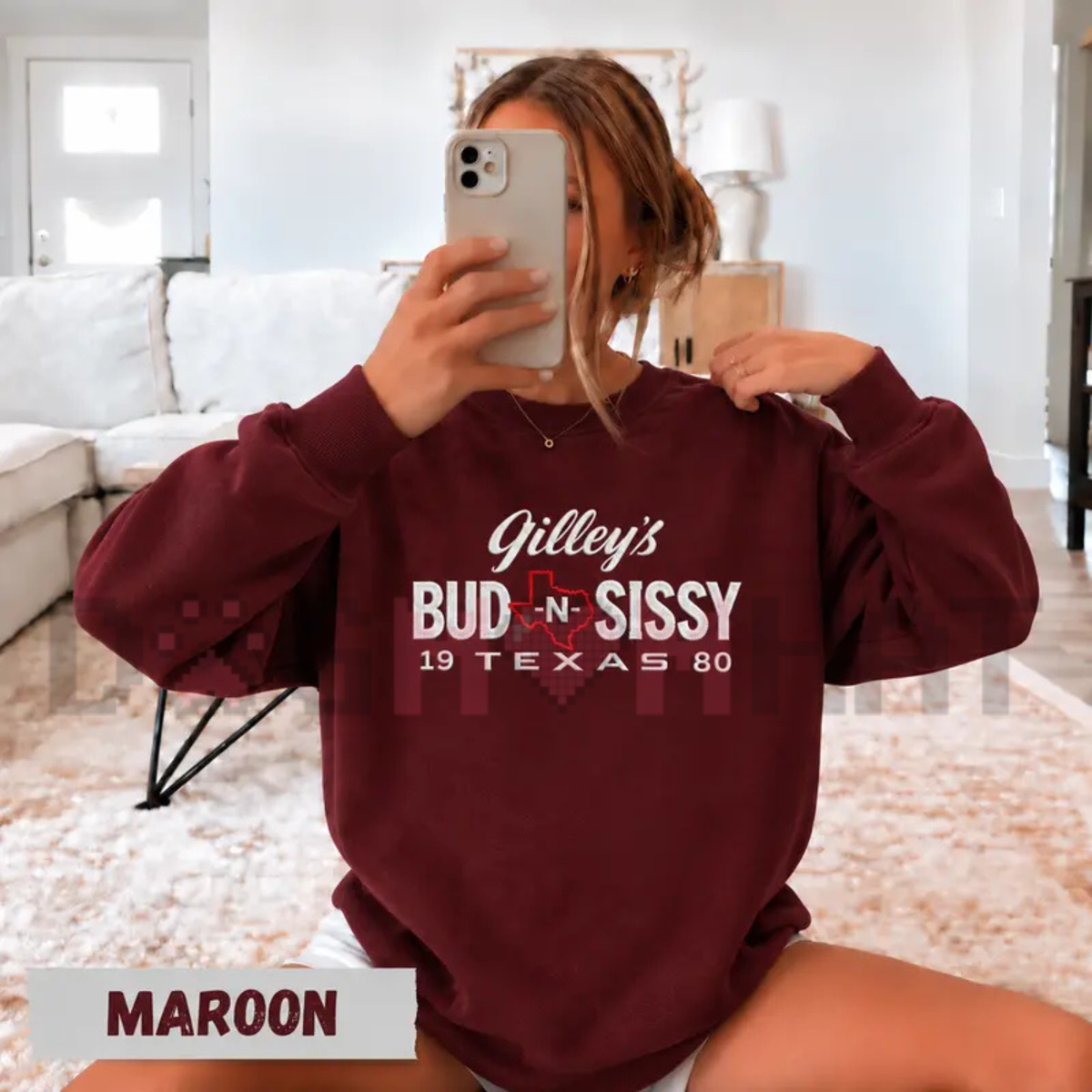 Dewey Western Club Crewneck – Urban Cowboy Gilley's Bud & Sissy Sweatshirt