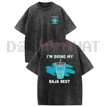 Holafish Women's Doing My Best Washed T-Shirt - Vintage Drink Graphic Tee
