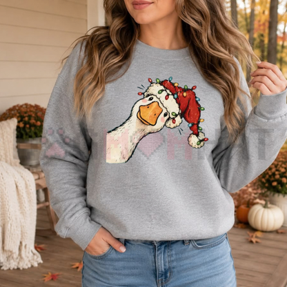 Festive Friction Sweatshirt – Funny "Preppy Jolly Goose" Christmas Graphic Crewneck