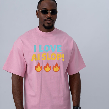 Algorithmic Aesthetics Graphic Tee - I Love AI Slop Funny Tech Satire Pure Cotton Unisex Shirt