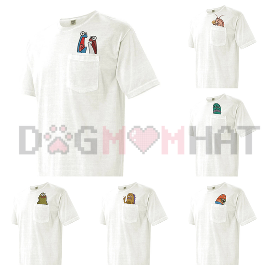 Fish Memes Embroidered Pocket Cotton T-Shirt - Funny Fishing Humor Graphic Tee