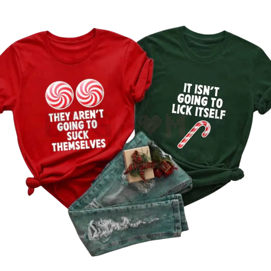 Sarcastic Naughty & Nice Couple Shirts – Edgy Holiday Slogan Tees