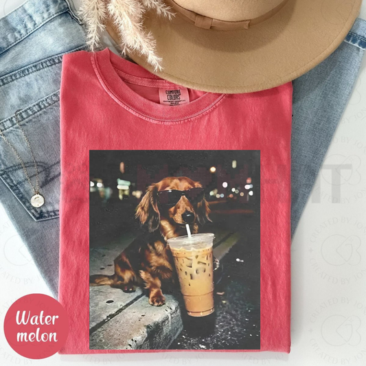 Funny Dachshund Iced Coffee T-Shirt