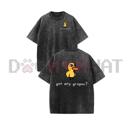 Holafish Women's Retro Vintage Short-Sleeve Cotton T-Shirt - Soho-Chic Eat Grapes Duck Graphic Tee