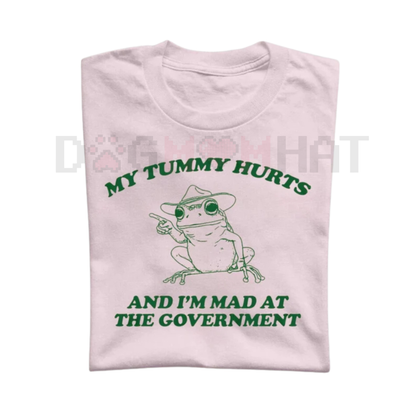 My Tummy Hurts And I'M Mad At The Government" Retro Frog Meme T-Shirt – Funny Unisex Adult Tee