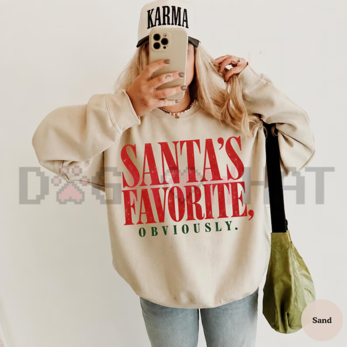 Festive Friction Crewneck – "Santa's Favorite" Funny Christmas Graphic Sweatshirt