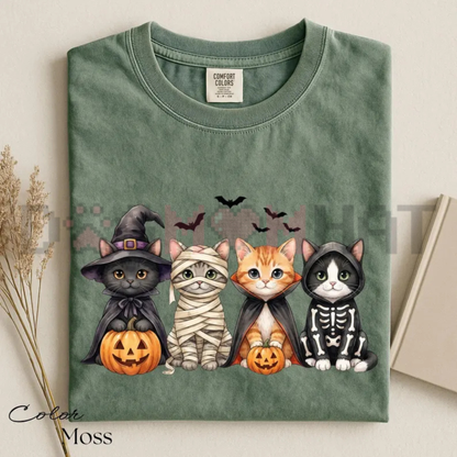 Spooky Cats & Pumpkin Halloween Graphic T-Shirt