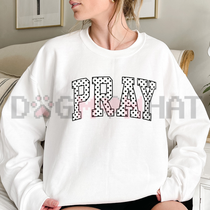 PRAY Minimalist Christian Graphic Sweatshirt - Faith Inspired Inspirational Cotton Blend Unisex Pullover