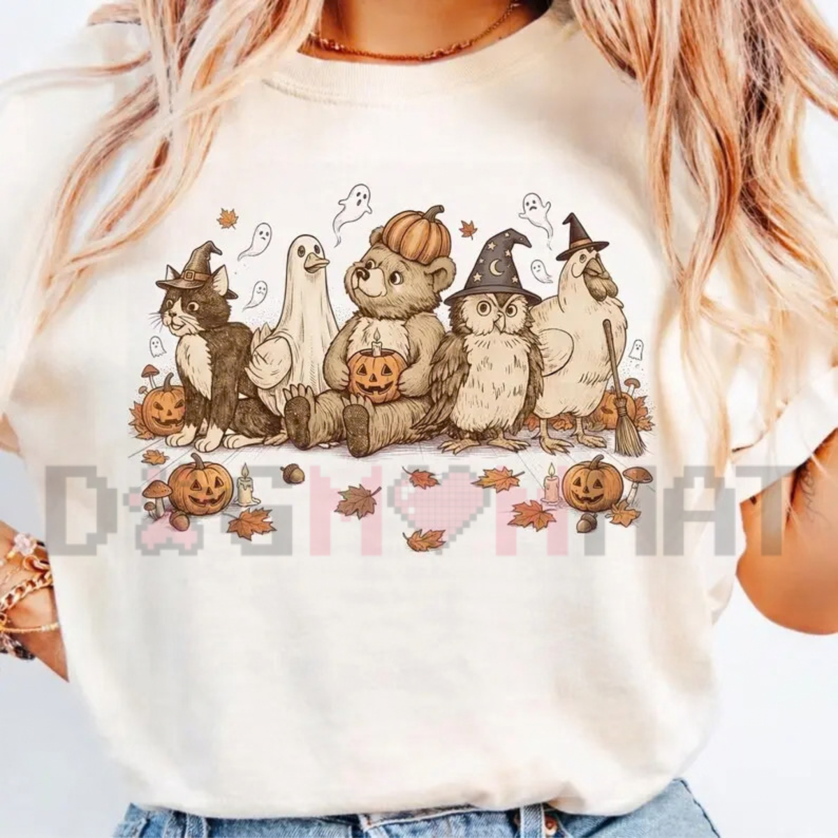 "Vintage 90s Halloween Bear Friends" Cozy Animated Graphic T-Shirt