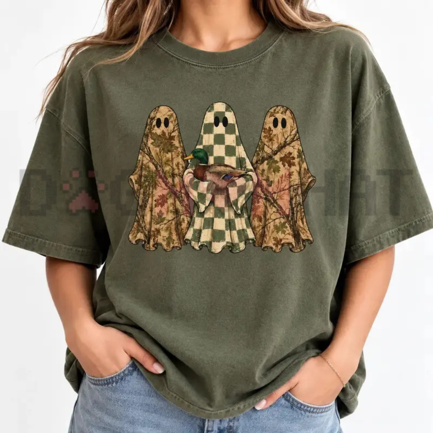 Comfort Colors® Hunting Season Ghosts T-Shirt - Camo Mallard Duck Halloween Graphic Tee