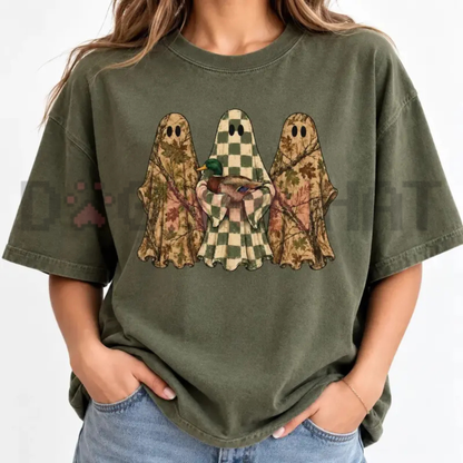 Comfort Colors® Hunting Season Ghosts T-Shirt - Camo Mallard Duck Halloween Graphic Tee