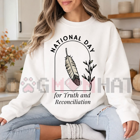 Orange Shirt Day Native Feather Truth and Reconciliation Graphic Sweatshirt