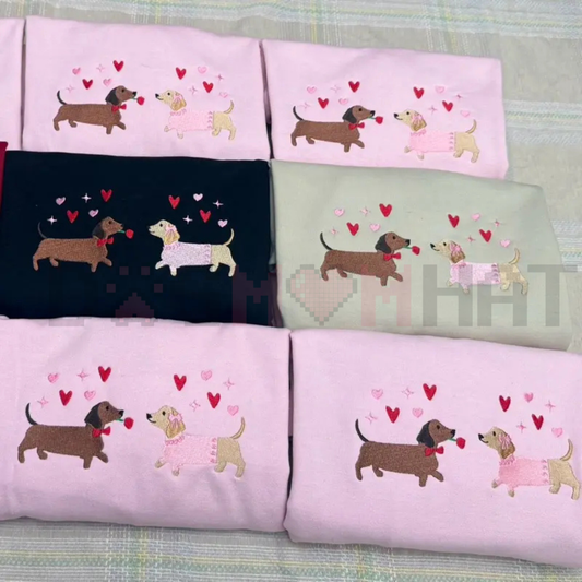 Embroidered Dachshund Valentine’s Day Sweatshirt