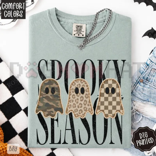 Spooky Season Aesthetic Comfort Colors Tee - Trendy Autumn Halloween Women's Graphic Cotton Shirt