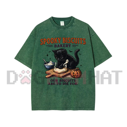 "Spooky Biscuits Black Cat" Halloween Graphic T-Shirt