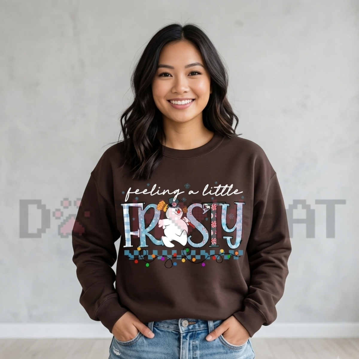 Feeling A Little Frosty Cute Snowman Christmas Fleece Sweatshirt