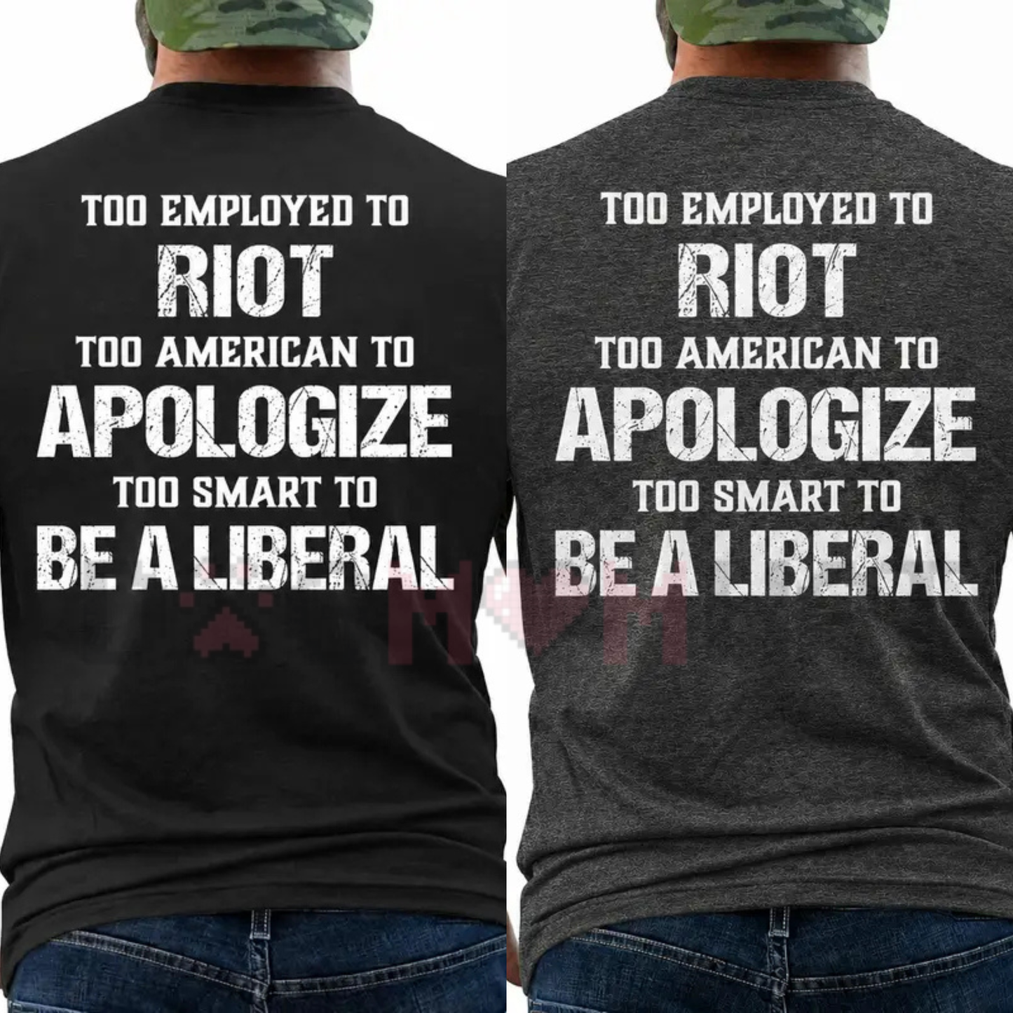 Too Employed Too American Heavyweight T-Shirt - Sarcastic Back Print Tee