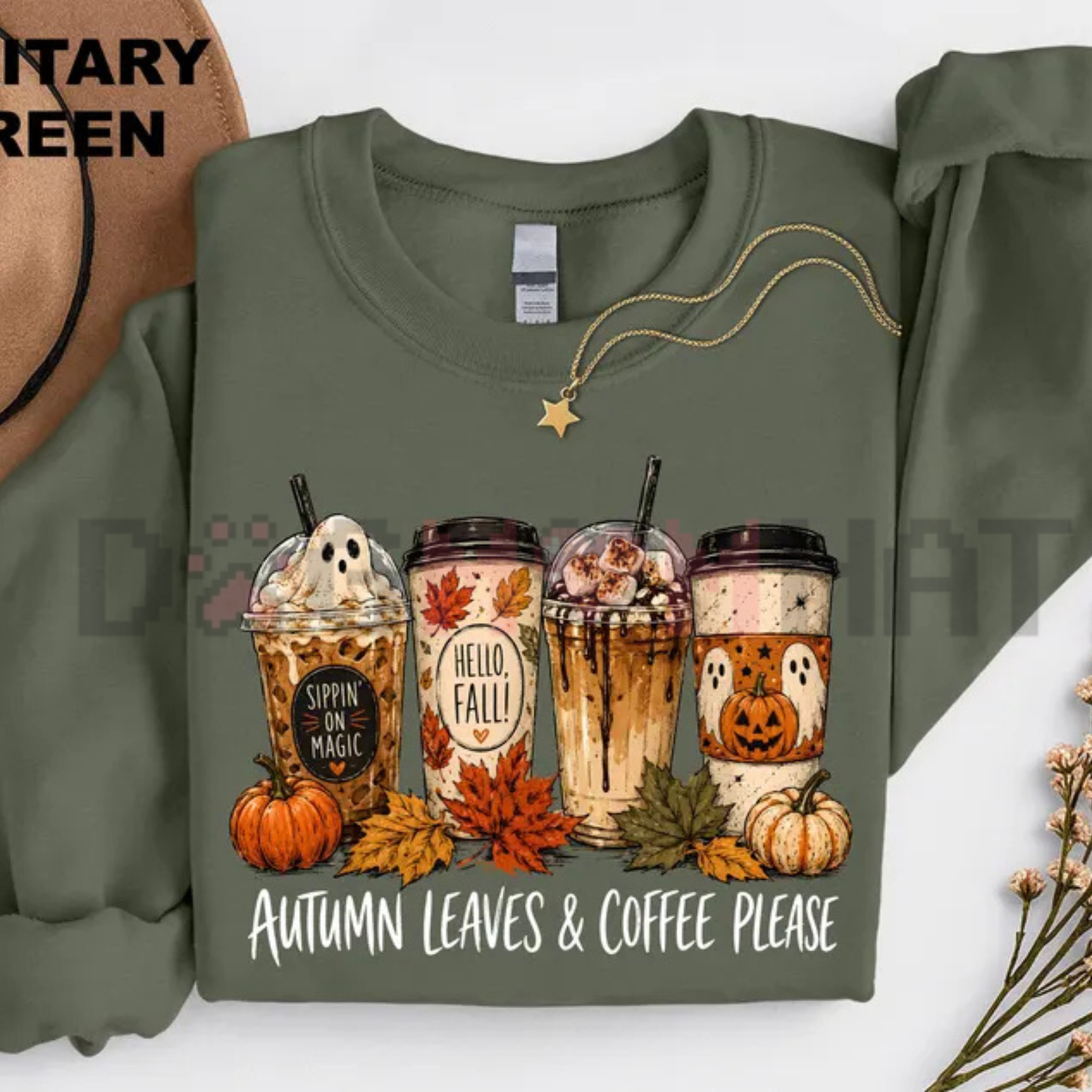 Comfort Colors® Ghost Coffee Cup T-Shirt - Halloween & Pumpkin Spice Autumn Apparel