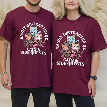 Cats Side Quest Distracted T-Shirt – Funny Tabletop RPG Meme Tee for Men, Women & Kids