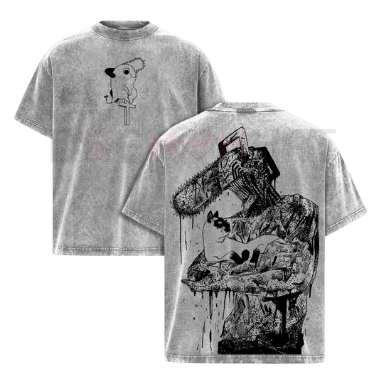 Chainsaw Man Denji T-Shirt – Vintage Washed Oversized Heavy Cotton Tee