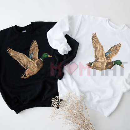 Flying Mallard Graphic Top - Vintage Outdoor Waterfowl Sweatshirt