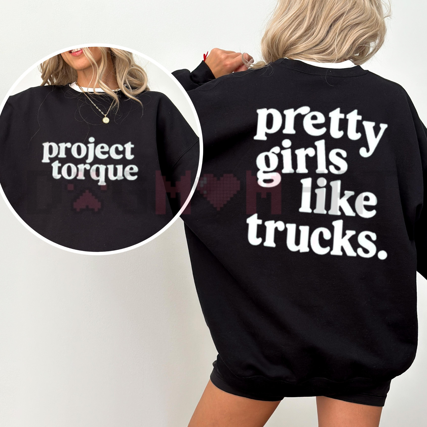 Country Chic Southern Trucker Crewneck - Pretty Girls Like Trucks Graphic Fleece Pullover Sweatshirt
