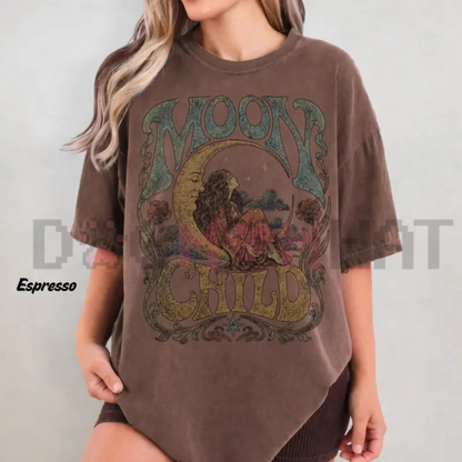 Celestial Boho Moon Child Graphic T-Shirt