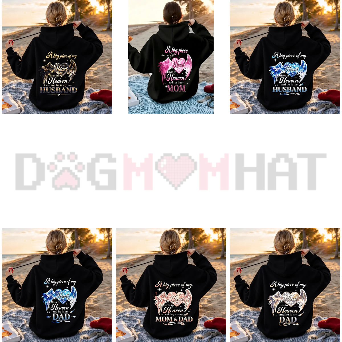 Parke Horizon Hoodie – Women's Pink "A Big Piece Of My Heart Lives In Heaven Mom" Memorial Back Print Hoodie