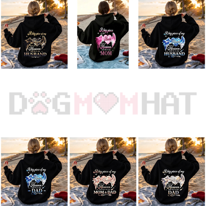 Parke Horizon Hoodie – Women's Pink "A Big Piece Of My Heart Lives In Heaven Mom" Memorial Back Print Hoodie