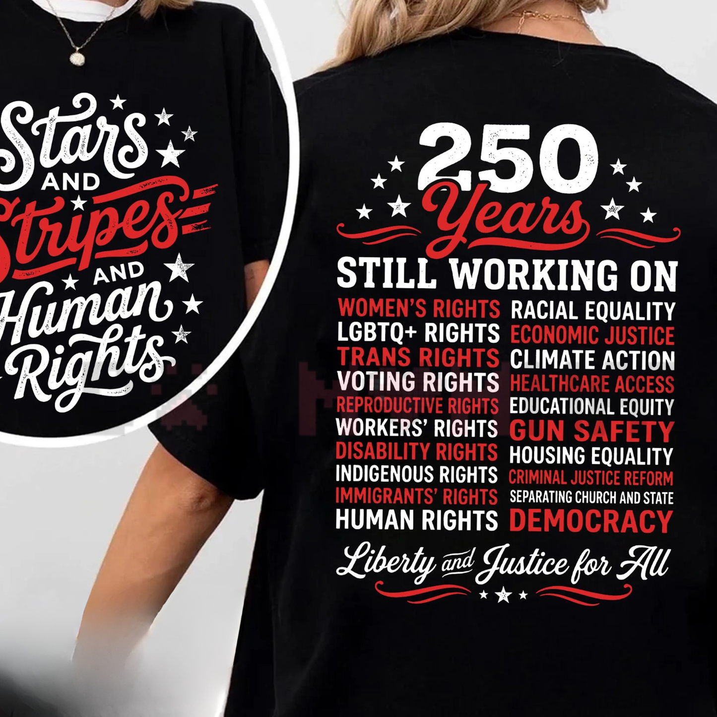 Stars & Stripes and Human Rights 250th Anniversary Tee