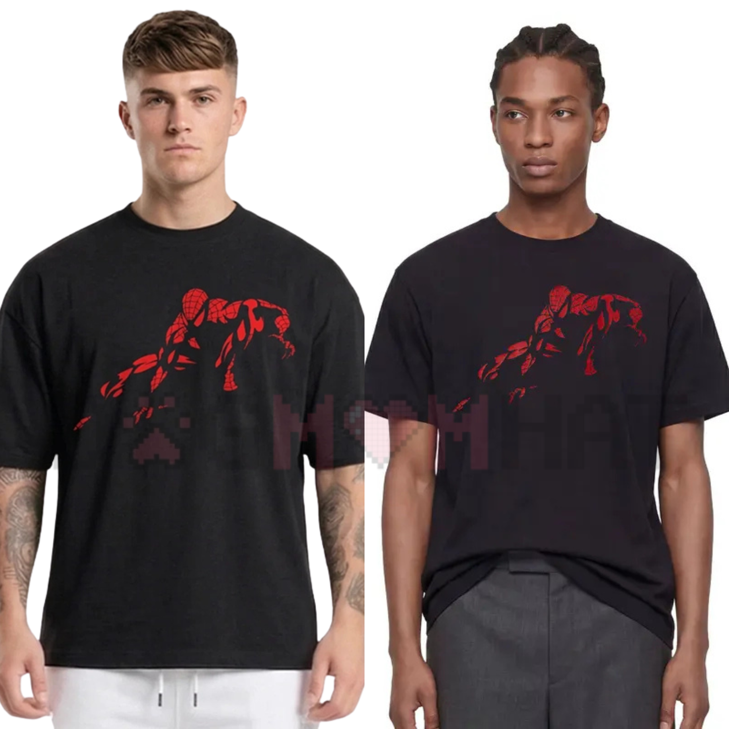 Vintage Marvel Spider-Man Graphic Tee - Crimson Shadow Hero Pose Men's Shirt
