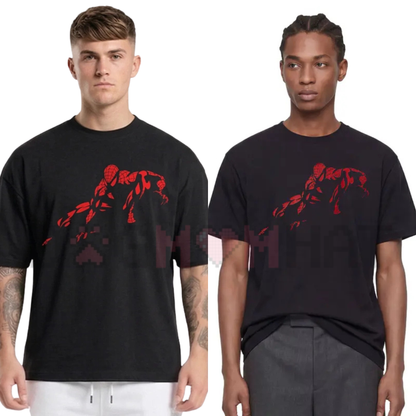 Vintage Marvel Spider-Man Graphic Tee - Crimson Shadow Hero Pose Men's Shirt