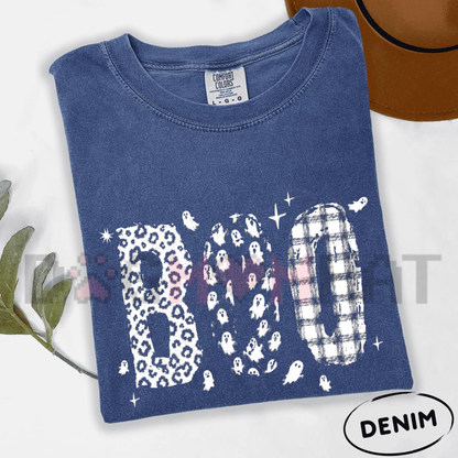 Comfort Colors® Halloween Boo Leopard Print Graphic T-Shirt